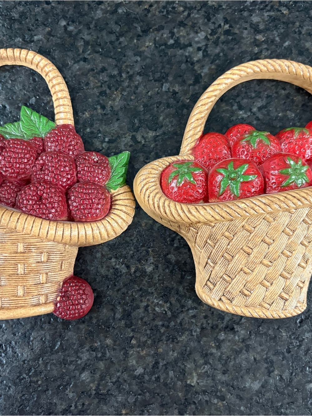 Burberry Red Berry Basket Wall Plaques with Green Leaves